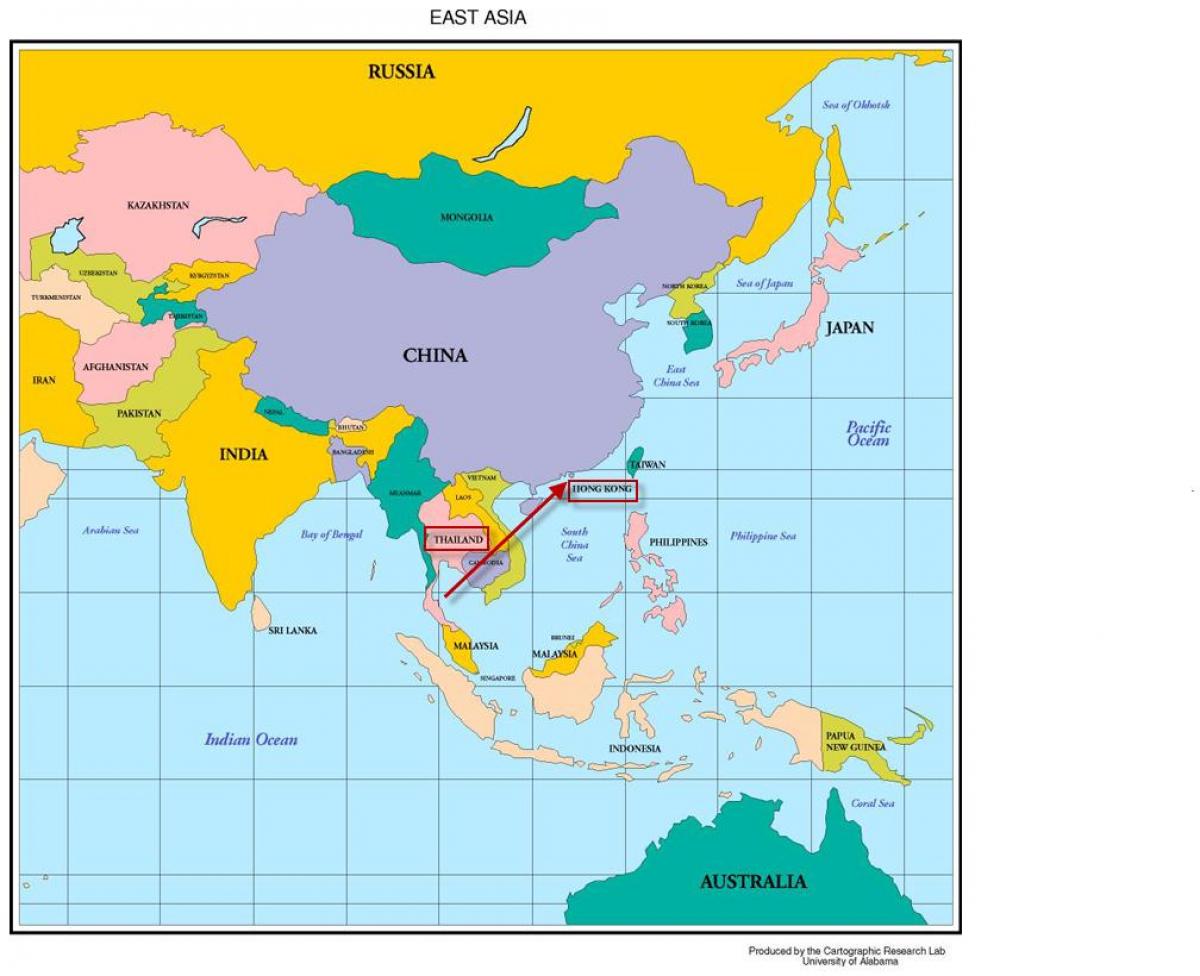 Hong kong na karti Azije