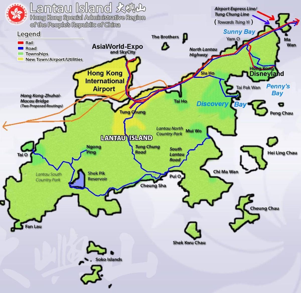 Otok hong Kong turistička karta