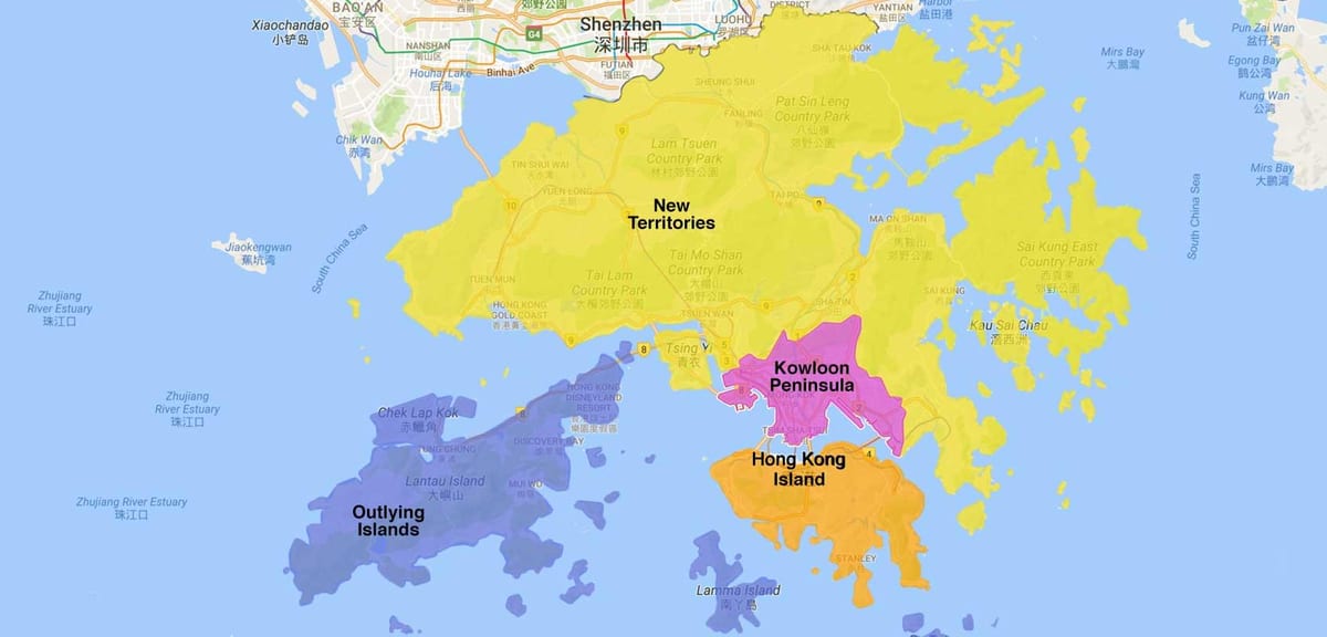 karta području hong Kong