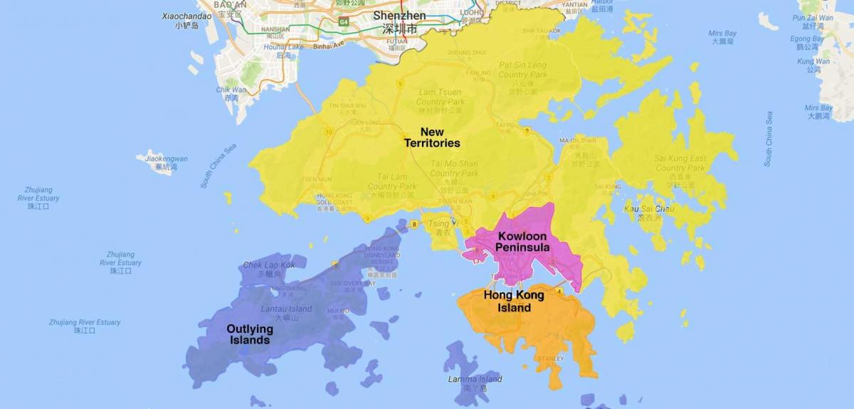karta području hong Kong